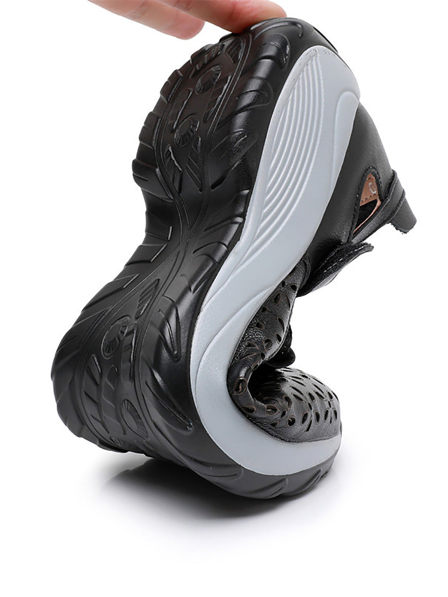 EP | summer solid leather cut-out platform shoes