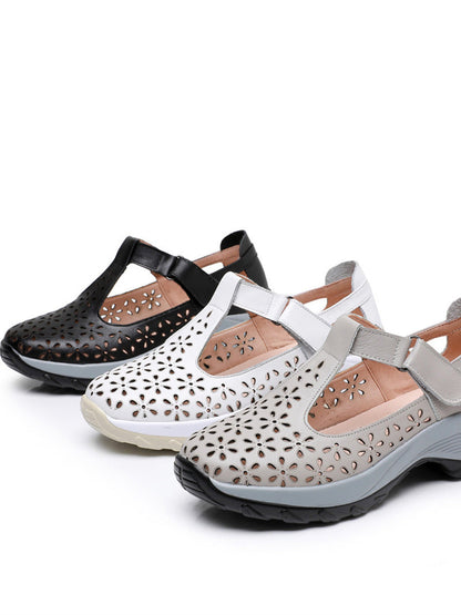 EP | summer solid leather cut-out platform shoes