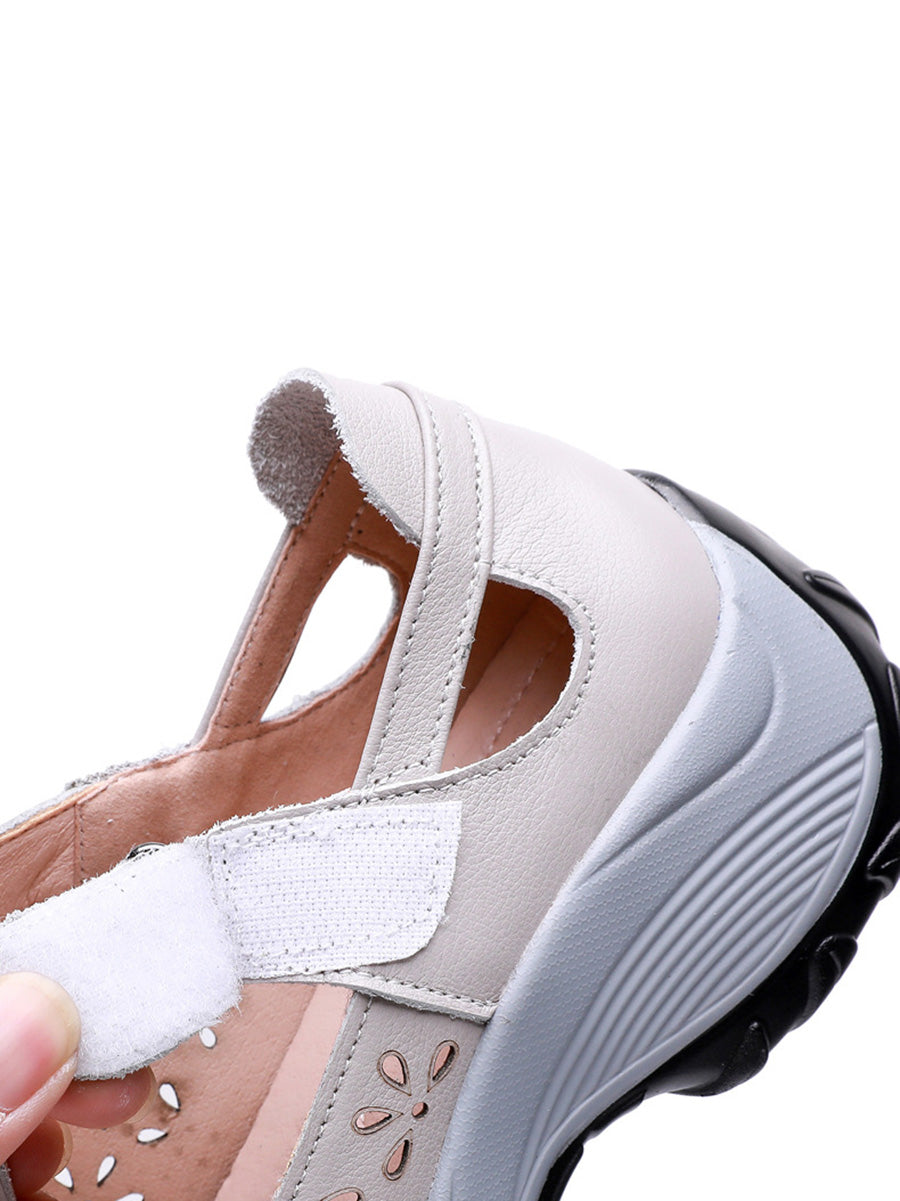 EP | summer solid leather cut-out platform shoes